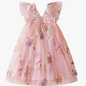 Floral Embroidered Pink Tulle Dress